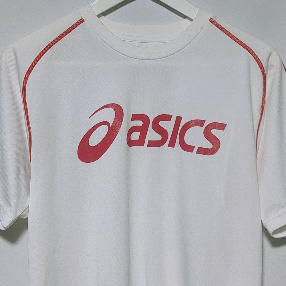 アシックス asics Tシャツ ロゴプリント トップス 半袖 O 白 ホワイト メンズ /Q