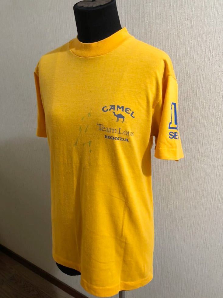 希少 レア F1 CAMEL キャメル LOUTS HONDA ロータス　ホンダ Tシャツ 中嶋悟の直筆サイン入り 古着 アイルトンセナ_画像1