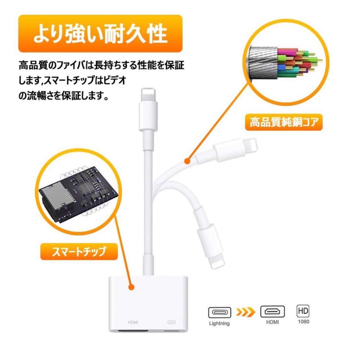 3.0m 3点セット iphone HDMI digital av 変換 アダプタ ケーブル ライトニング テレビ接続 スマホ iPad 動画 配信 ライブ アーティスト_画像3