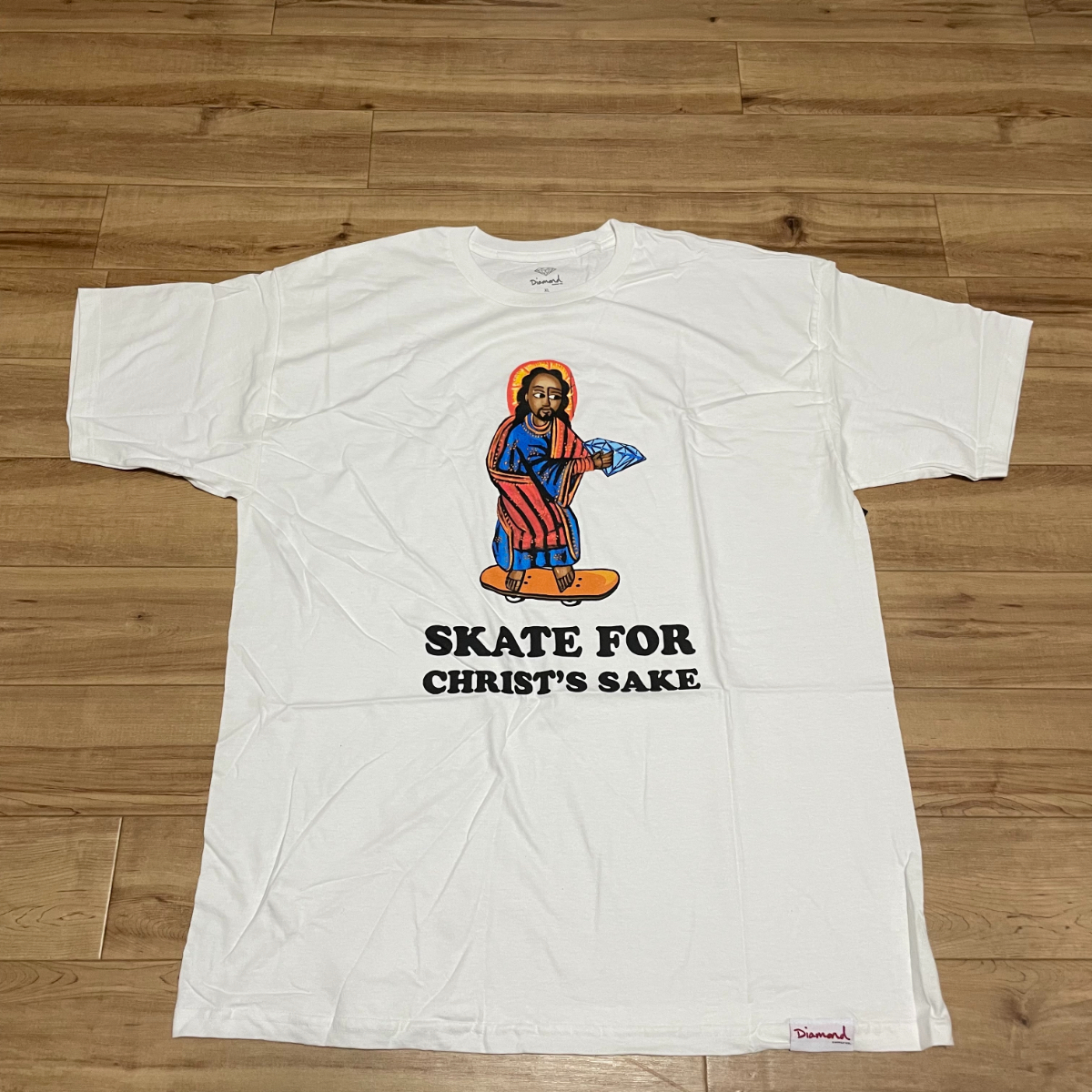 USA正規品 【XL】 ダイヤモンドサプライ Diamond Supply Co. 半袖 Tシャツ スケートボード スケボ タグ付き cotton100% 白 (T60)_画像1