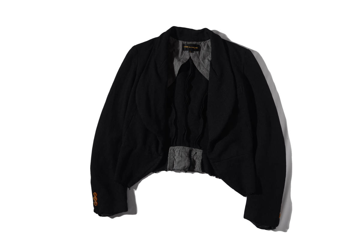 美品。 コムデギャルソン　黒　ショールカラー　ツイル　デザインジャケット　S ad2003　送料無料