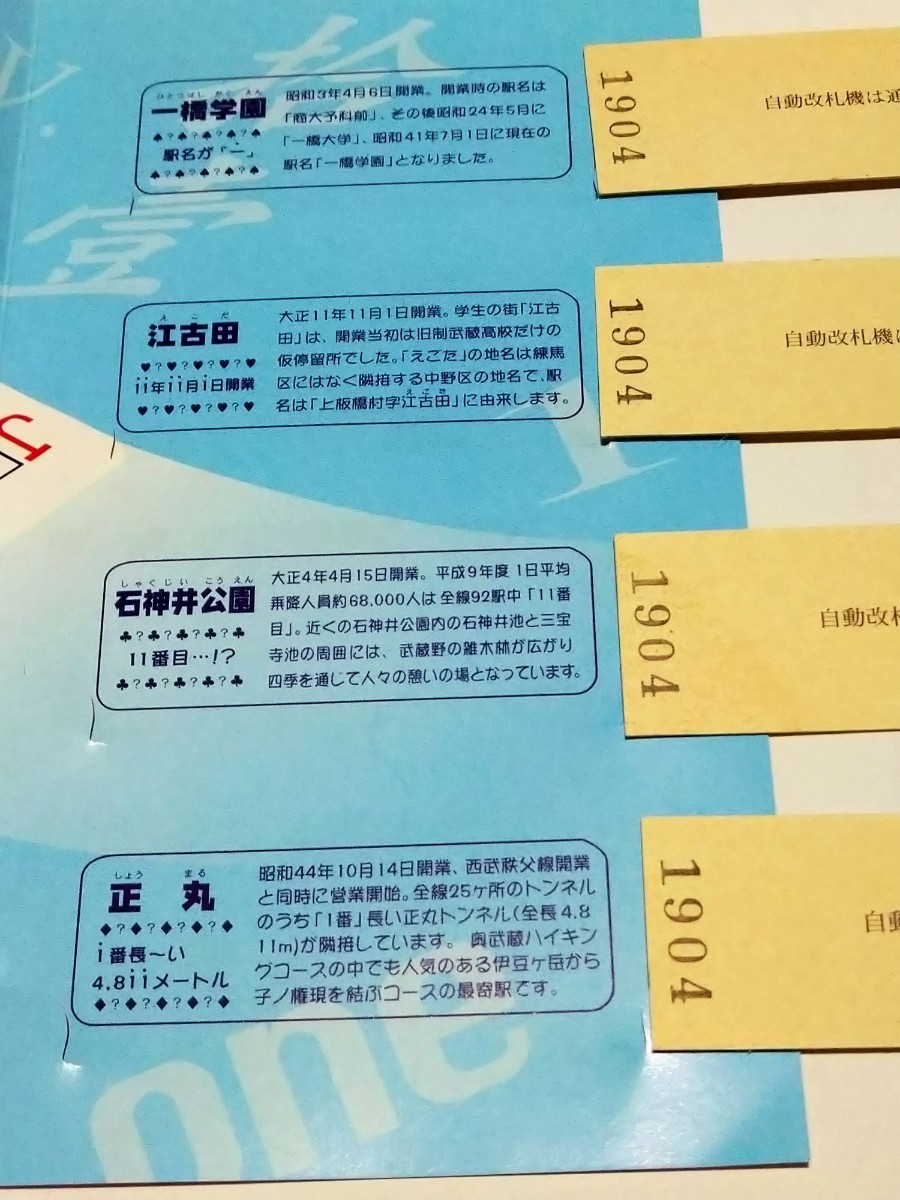 西武鉄道  １づくし  記念乗車券 １１年１１月１１日