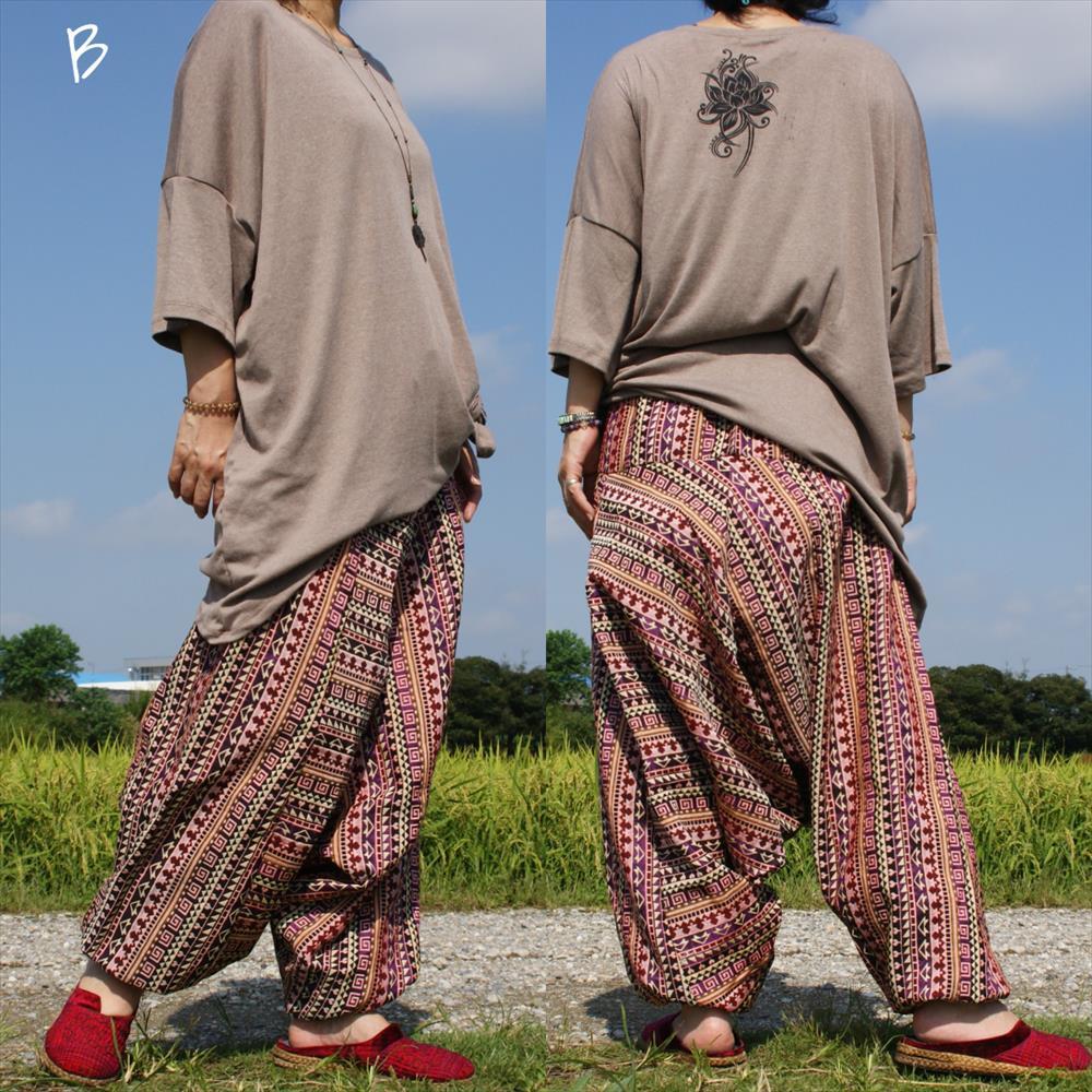  ethnic sarouel pants cotton woven cloth .. feeling less including carriage * new goods B* thick material u- Ben Asian yoga unisex 