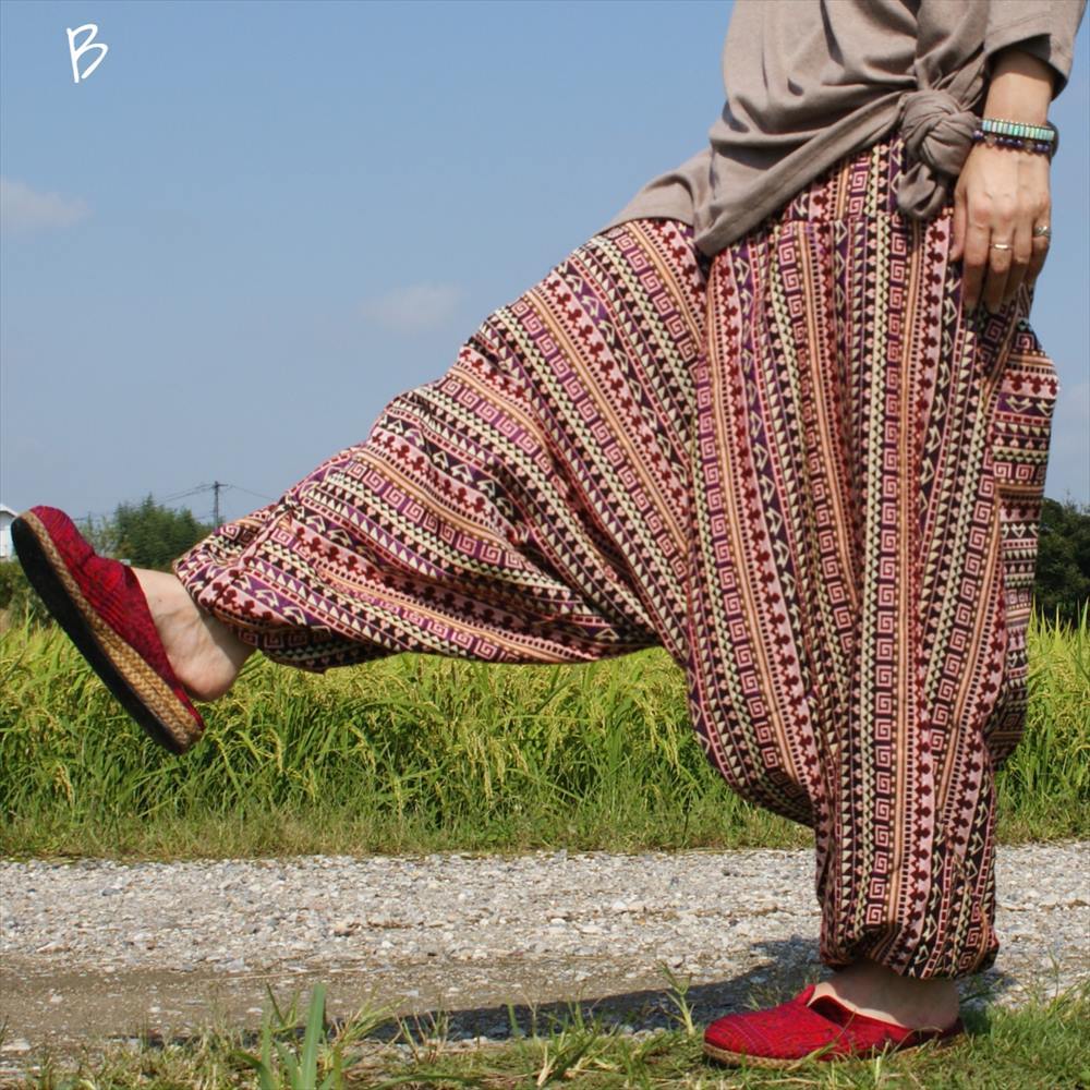  ethnic sarouel pants cotton woven cloth .. feeling less including carriage * new goods B* thick material u- Ben Asian yoga unisex 