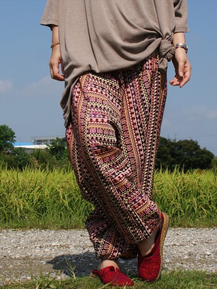  ethnic sarouel pants cotton woven cloth .. feeling less including carriage * new goods B* thick material u- Ben Asian yoga unisex 