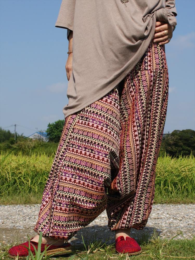  ethnic sarouel pants cotton woven cloth .. feeling less including carriage * new goods B* thick material u- Ben Asian yoga unisex 