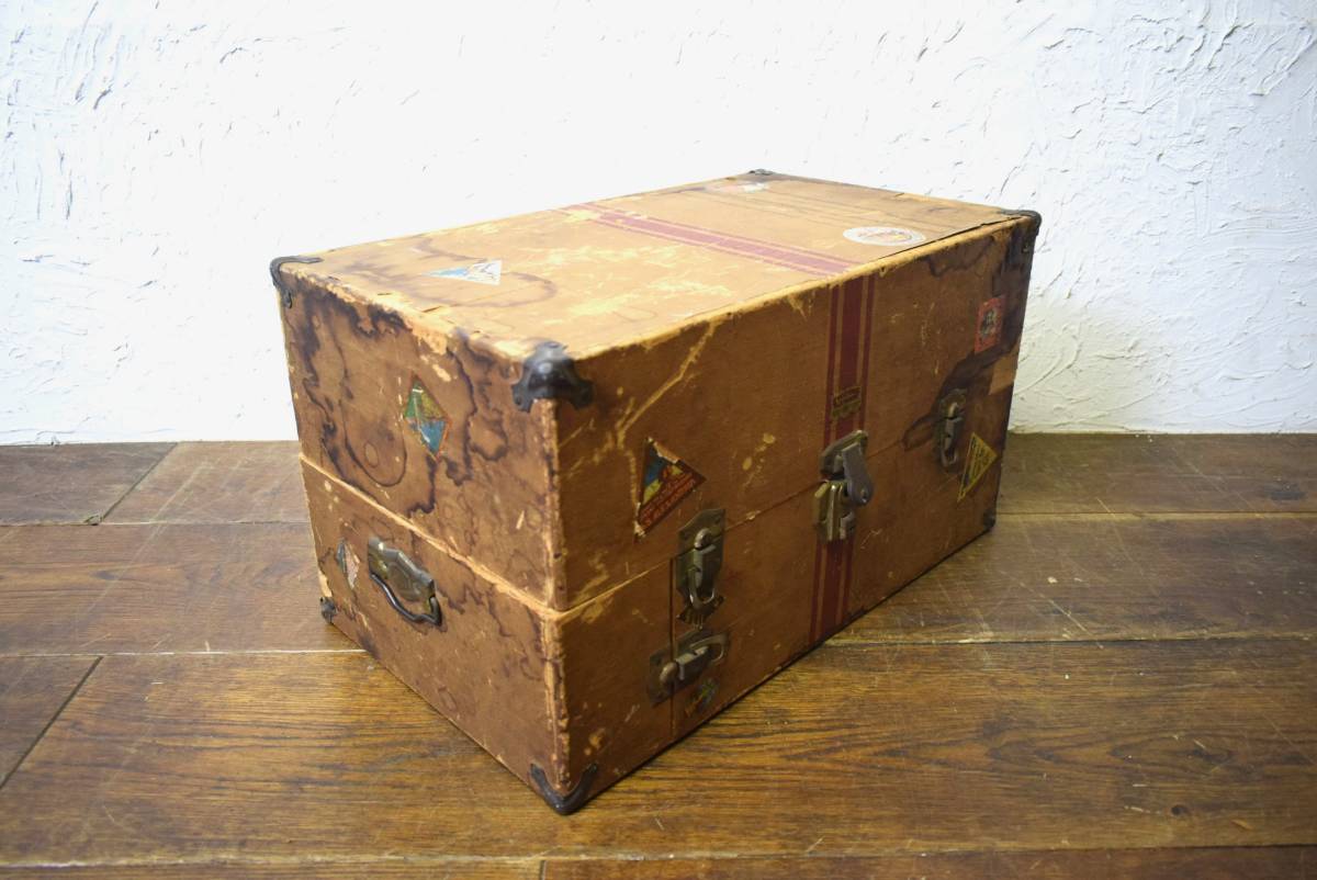  Vintage Mason&Parker Co wood case trunk bag antique storage interior BOX store furniture display 