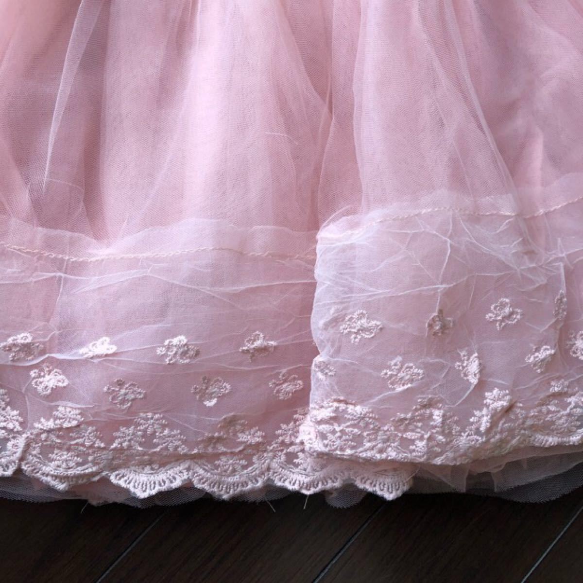 訳あり品　キッズドレス  刺繍ワンピース  ピンク  90cm  ベビードレス フォーマルドレス ひな祭り衣装 誕生日会衣装