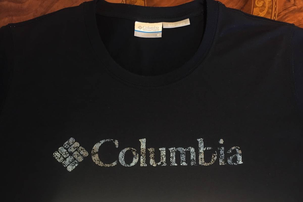 Columbia コロンビア・Tシャツ・OMNI-WICK素材・M・紺色・マルチカラーロゴ・Tee-shirt・送料無料