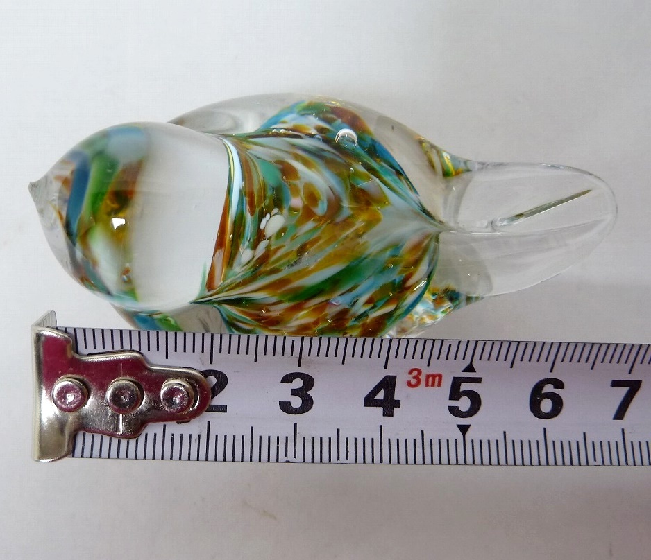 (*BM5)*[SALE] colorful small bird chick glass objet d'art paperweight ornament marble antique retro collection 108g animal 