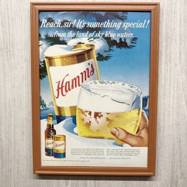 ◆即決◆1960年代 Hamm’s Beer ハムズ ビール 缶ビール 【B4-6019】アメリカ ビンテージ雑誌広告【B4額装品】当時物/本物広告★同梱可_画像1