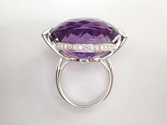 美品 田崎真珠 タサキ 特大!アメジスト53.32ct ダイヤ計0.59ct K18WG
