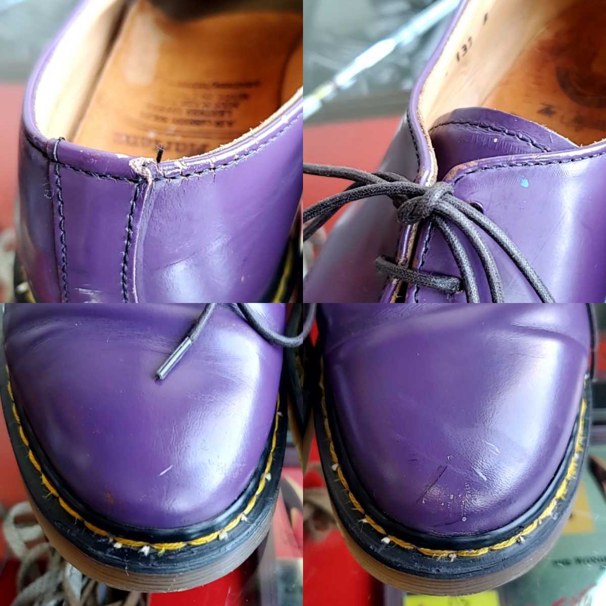 910◆英国製 ドクターマーチン Dr.Martens 3ホールシューズ UK6/25-25.5㎝位 紫 希少色 イングランド製 中古 USED