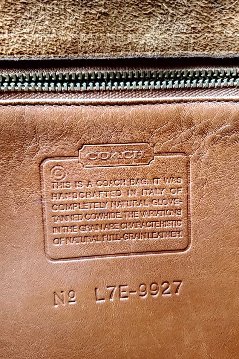 898* Italy made Old Coach OLD COACH shoulder bag No.L7E-9927 Brown tea leather original leather USED used 