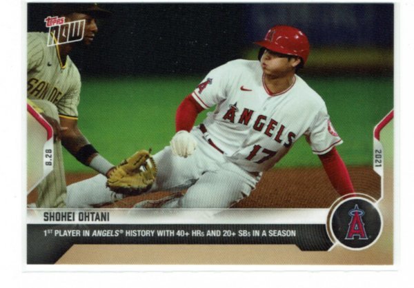 【大谷翔平】2021 MLB Topps Now 1st Player in Angels History with 40+ HRs and 20+ SBs in a Season #727_画像1