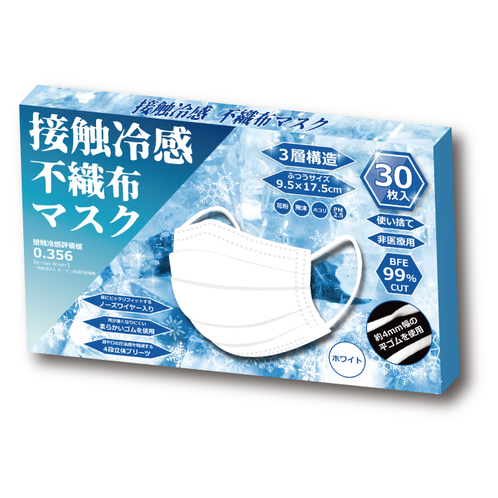 045C 処分特価 1箱30枚入グレー色 ひんやり接触冷感の不織布マスク桃色 使い捨てマスク 細菌99％カット! ノーズワイヤー入り 普通サイズ_画像3