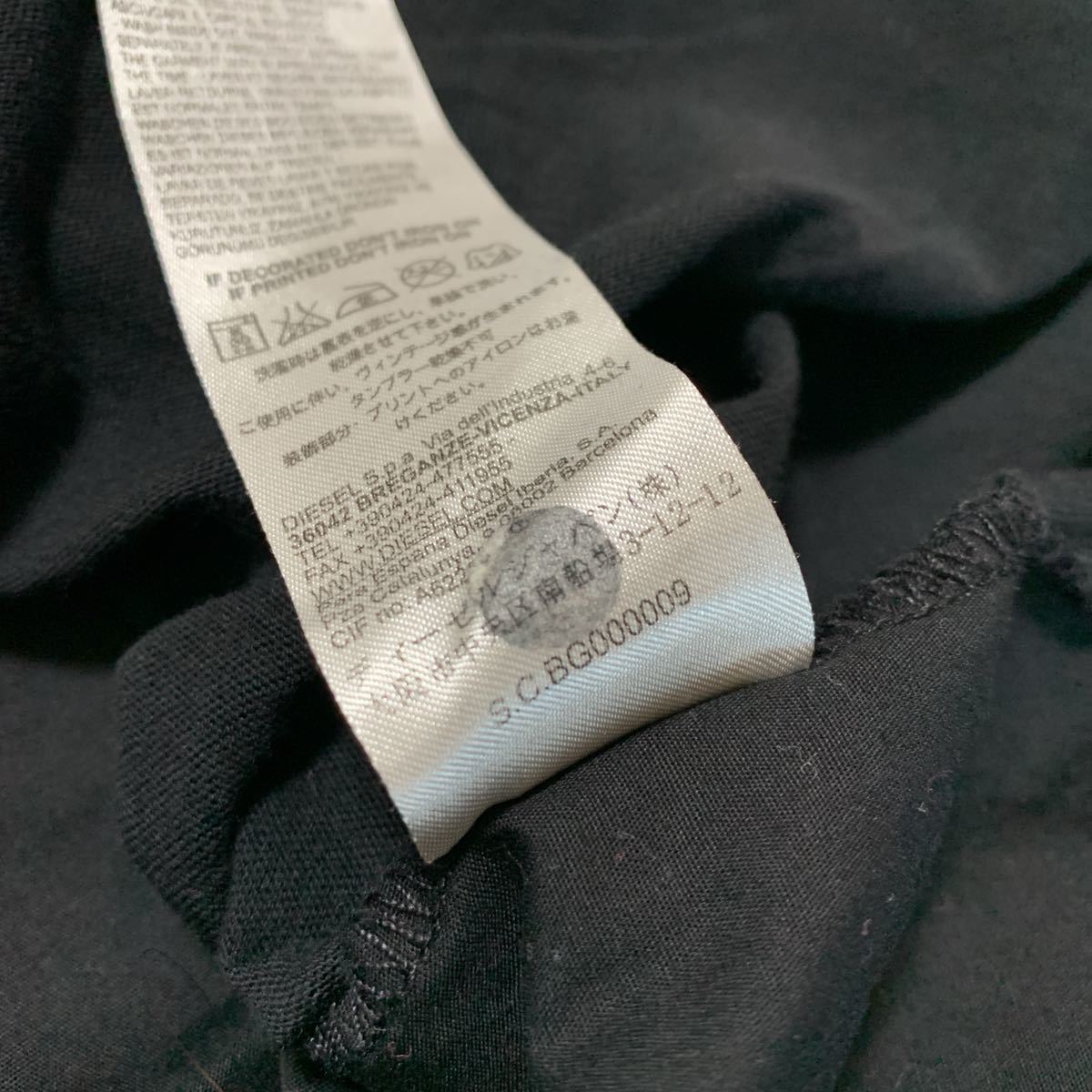 C @ 国内正規品 '都会のカジュアルウェア' DIESEL ディーゼル 半袖 Tシャツ 胸ポケット スリット 黒 BLK サイズ:XS メンズ トップス_画像7