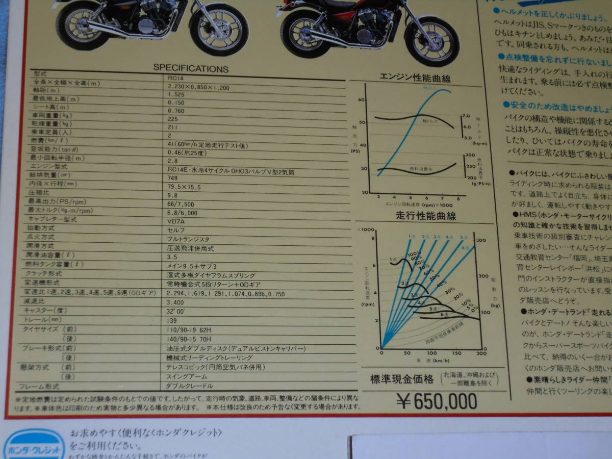 ★1983年 RC14 ホンダ NV750 カスタム アメリカン バイク カタログ/アクセサリーパーツカタログ付き▲RC14E 水冷 4サイクル V2▲オートバイ_画像8