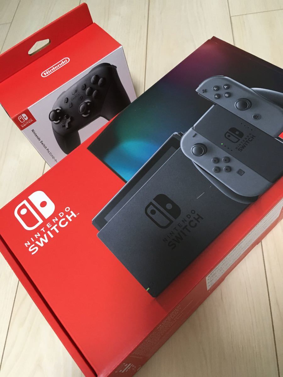 任天堂スイッチ 本体 グレー 美品 純正プロコン のセット 保証期間内