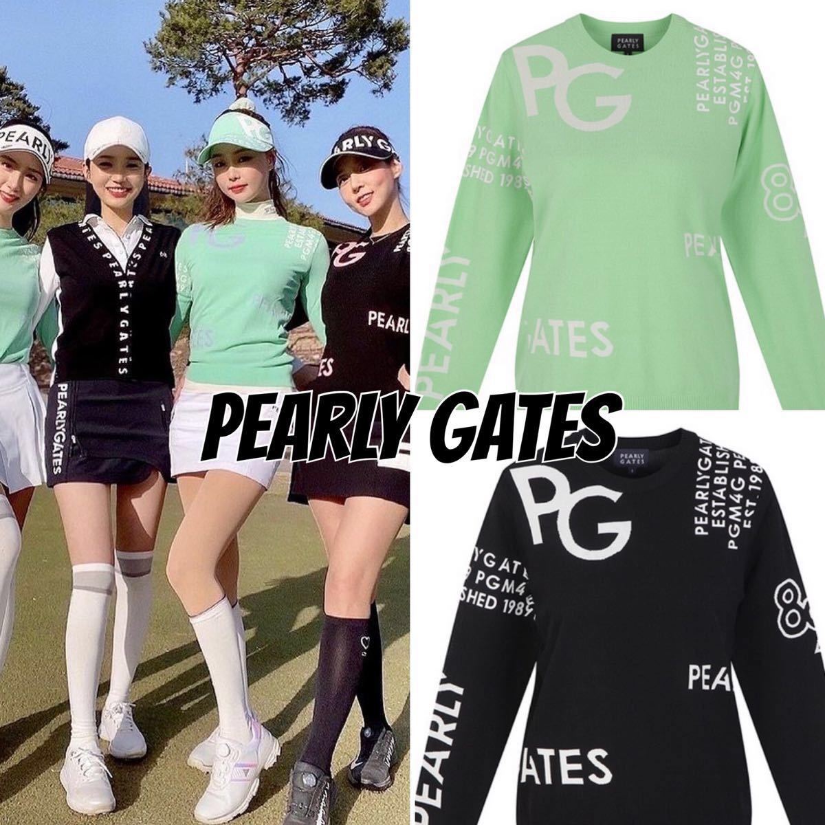 【パーリーゲイツ/Pearly Gates】レディースゴルフウェア セーター クルーネック ニット丸首 長袖 韓国