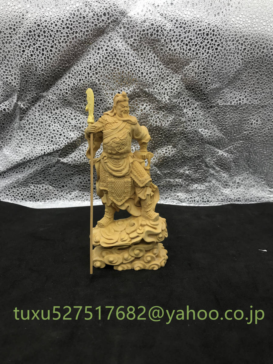 稀少　珍品　彫刻　関羽　仏教工芸品　総檜材製　極上彫　木彫仏像　武財神　三国志　関羽像_画像4