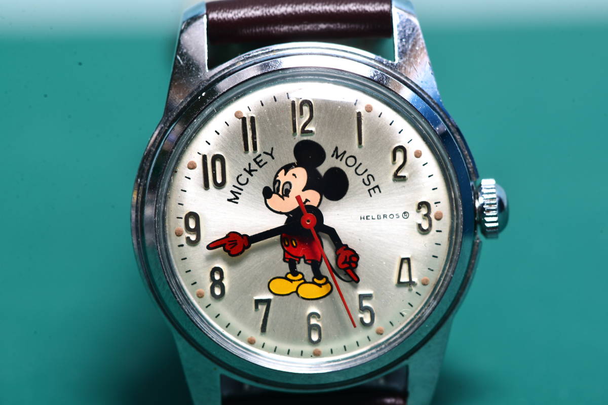 即決　ミッキーマウス 手巻腕時計　● HELBROS 　ヘルブロス　● 最高級17石仕様　●OH済み