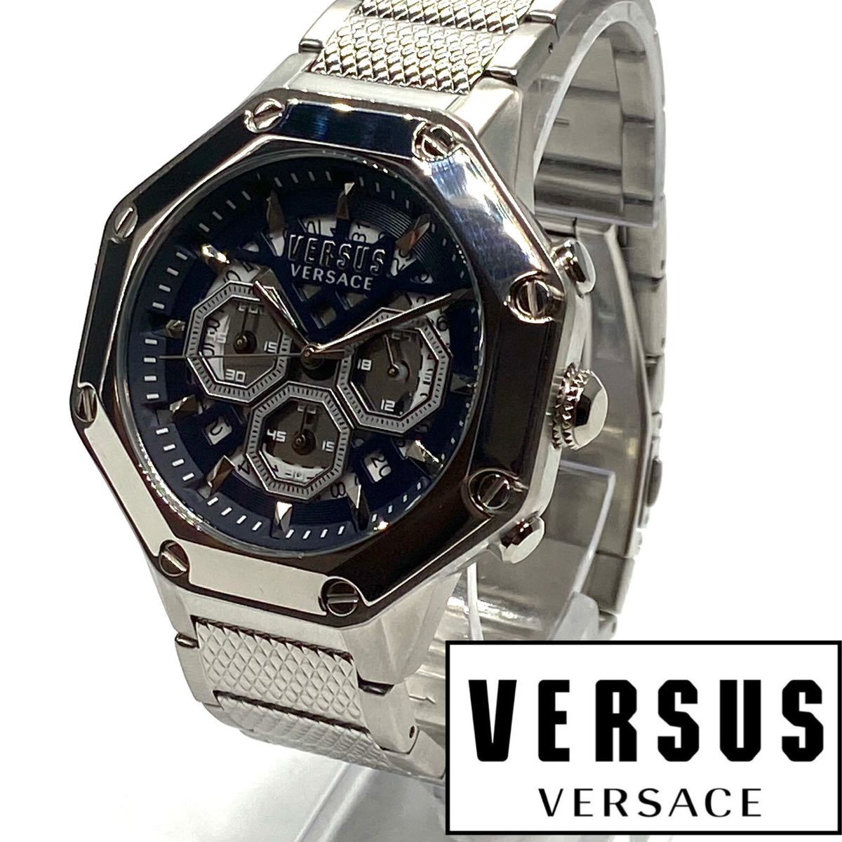●漂う高級感！ Versus Versace ヴェルサス ヴェルサーチ メンズ 腕時計 イタリア クォーツ クロノグラフ シルバー 高級ブランド 新品即納_画像1