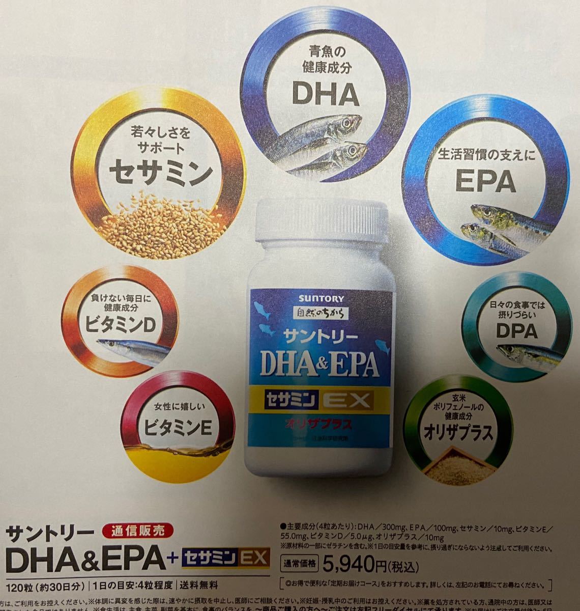 DHA&EPA+セサミンEX サントリーDHA&EPA サントリー サプリメント　定価５９４０円→無料→申込用紙２０枚 サントリーサプリメント_画像5