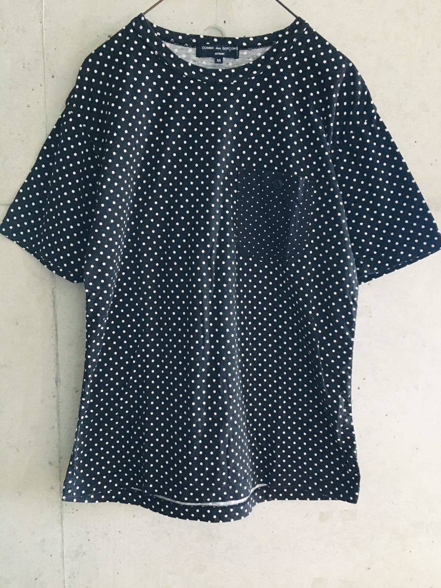 [* rare * masterpiece * men's M* free shipping!] Comme des Garcons Homme . pocket Polka dot polka dot preliminary button attaching T-shirt COMME des GARCONS HOMME