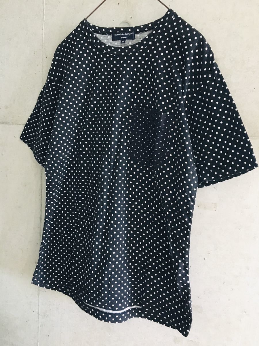 [* rare * masterpiece * men's M* free shipping!] Comme des Garcons Homme . pocket Polka dot polka dot preliminary button attaching T-shirt COMME des GARCONS HOMME