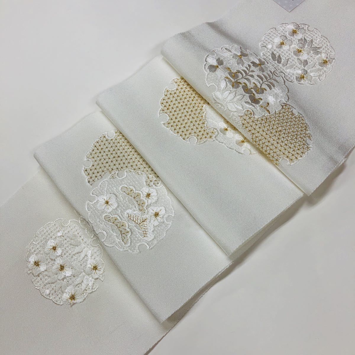 正絹♪ 刺繍襟 刺繍衿 刺繍半衿 着物 帯 半襟 半衿 絹 正絹 刺繍 黒
