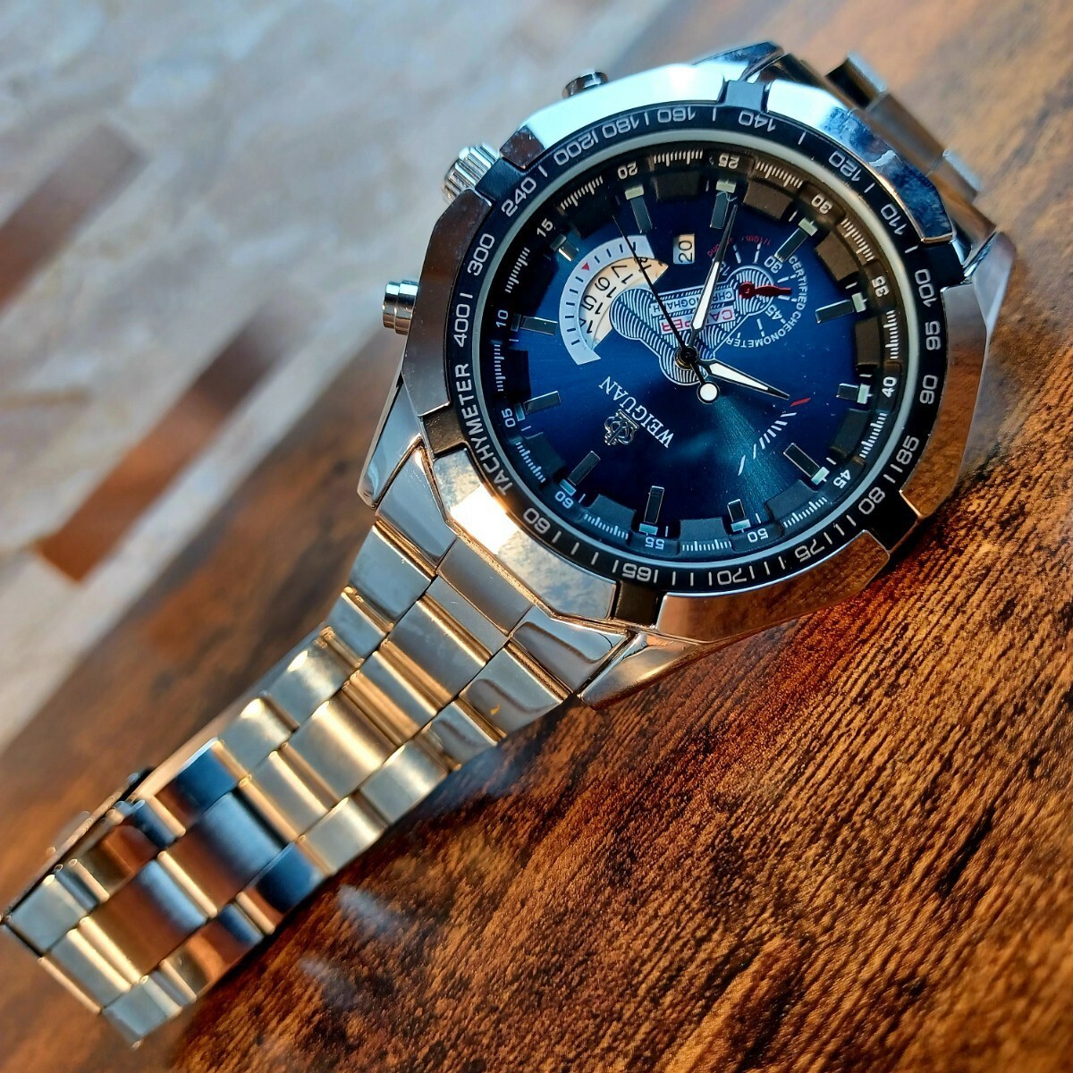 最大99％オフ！ 新品❤デュアルタイプ❤CUENA ❤腕時計❤メンズステンレスラグジュアリー黒青