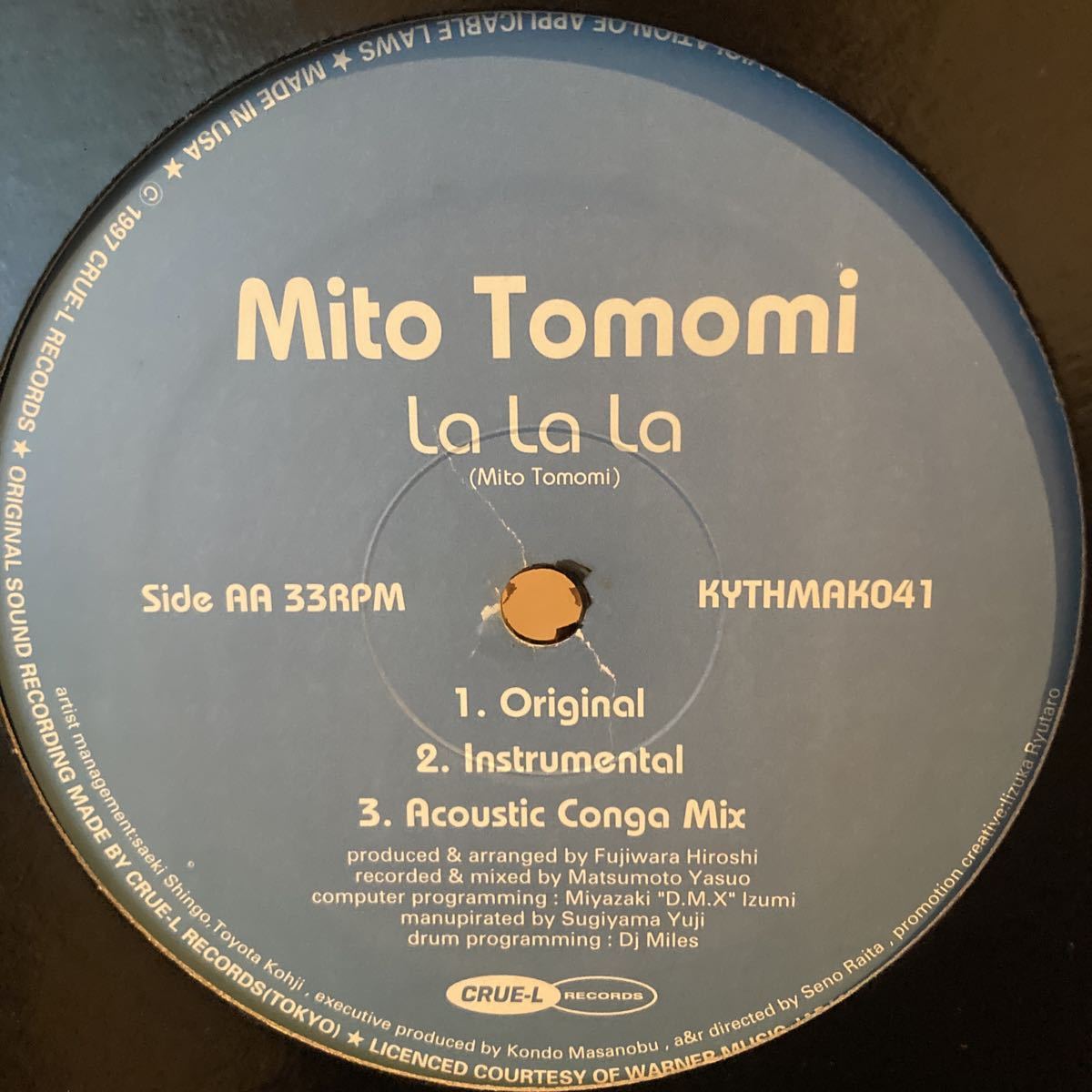 [\'98 Crue-L Records, Fujiwara hirosi produce ]Mito Tomomi Futari / La La La 12 -inch 
