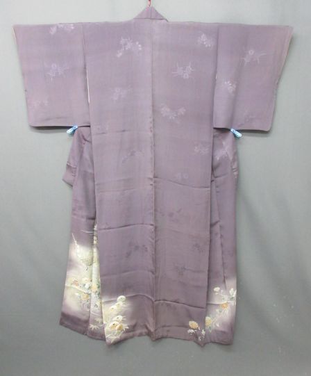 超格安価格 薄紫色 地紋入 色留袖着物 【着】29923 菊 訪問着 大島
