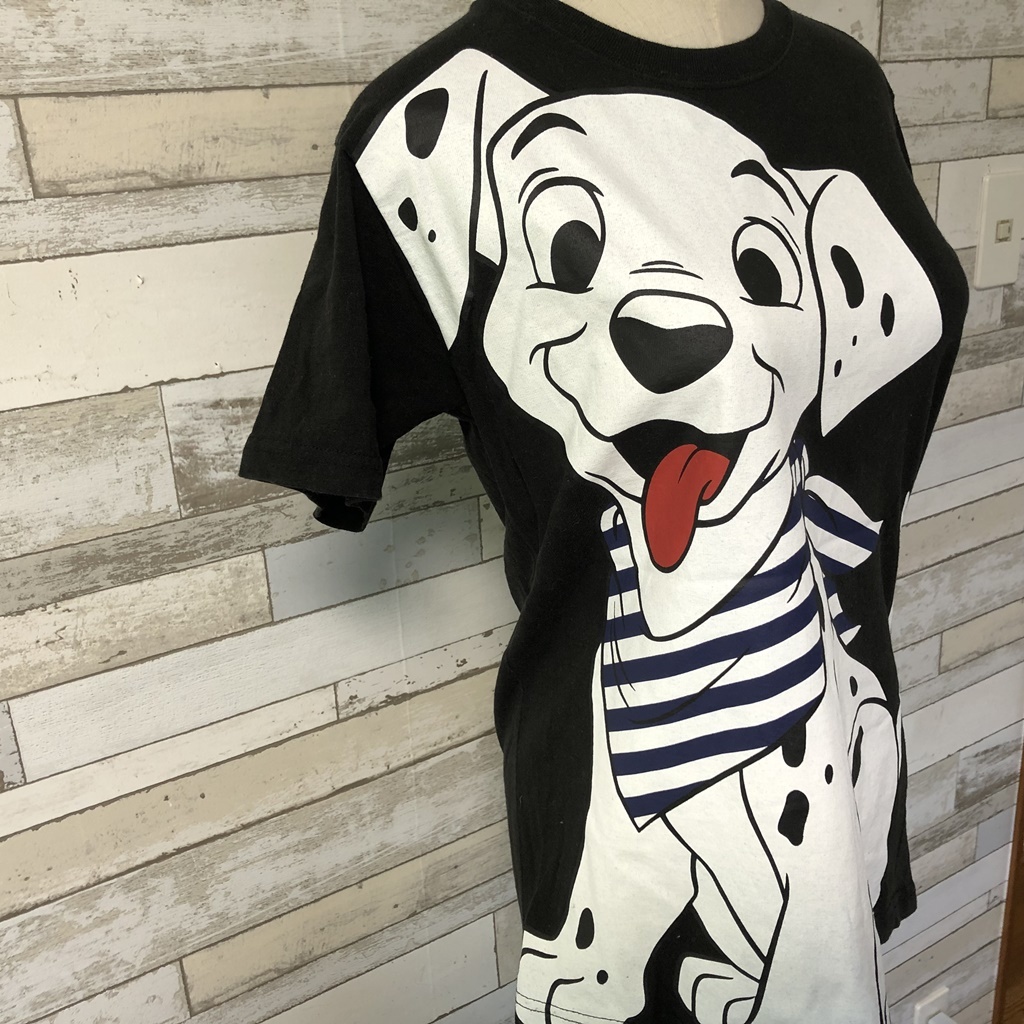 【人気】Disney/ディズニー 101匹わんちゃん キャラクター ビックプリント 半袖 Tシャツ ブラック サイズS レディース/A1650_画像5