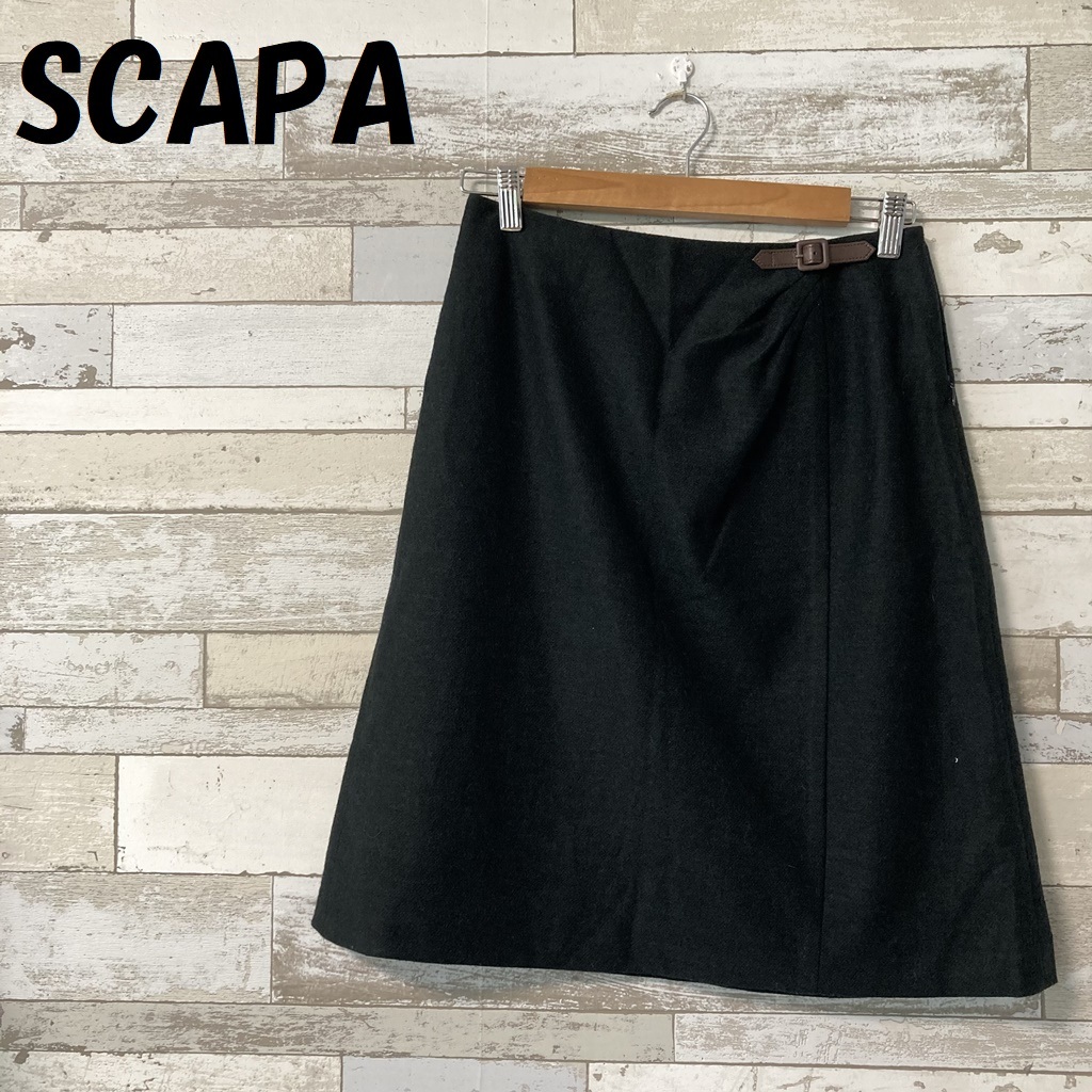 [ popular ]SCAPA/ Scapa wool . knee height skirt side belt gya zha cai do fastener charcoal gray size 40/A659