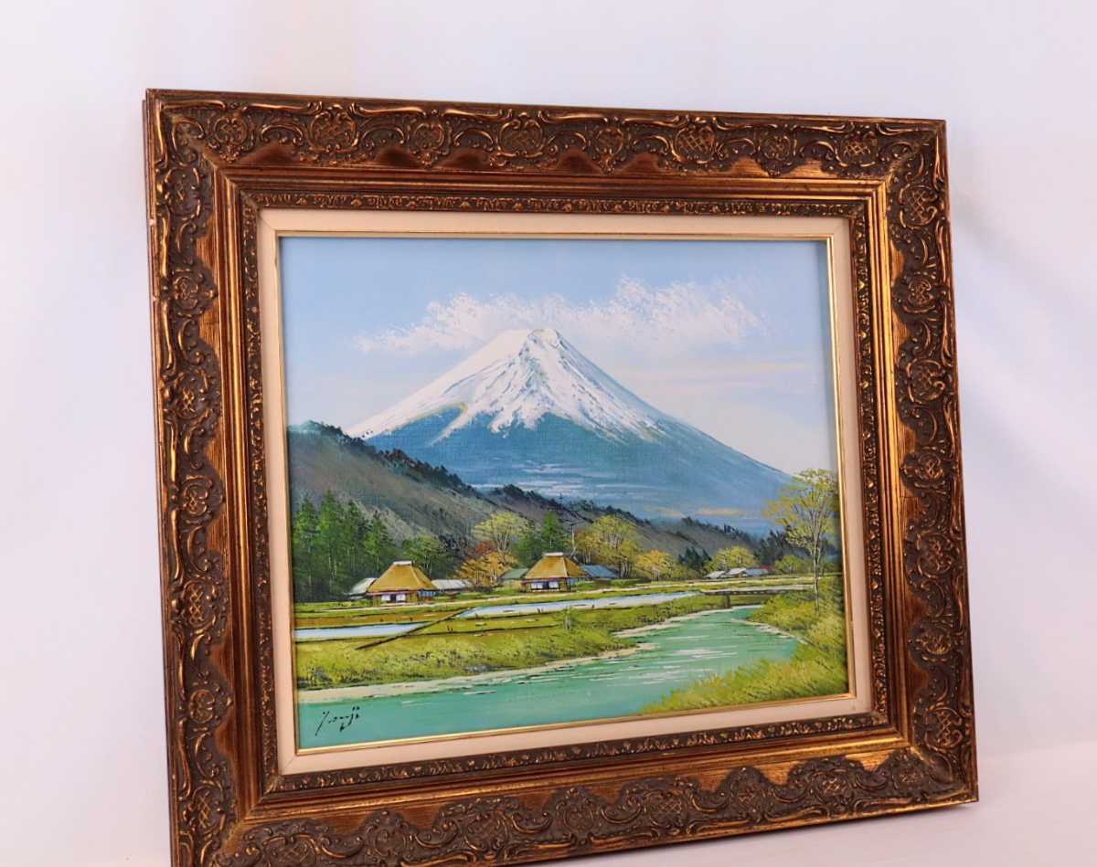 真作保証 辻京子 油彩「忍野富士」画寸 45.5cm×38cm F8 岐阜県出身 應