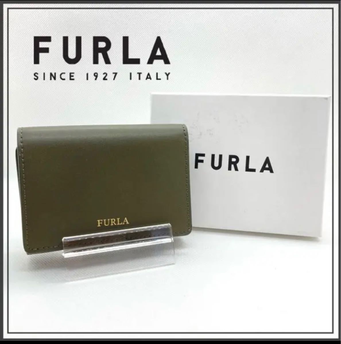 目玉商品 美品】フルラ カーキ 折りたたみ ミニ財布 ミニウォレット