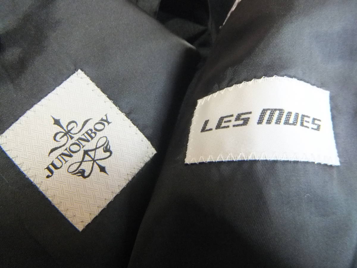 LES MUES × ジュノンボーイ メンズ Y7 レミューセットアップ スーツ ノータック ジャケット スラックスパンツ 黒×薄ストライプ メ11236_画像7