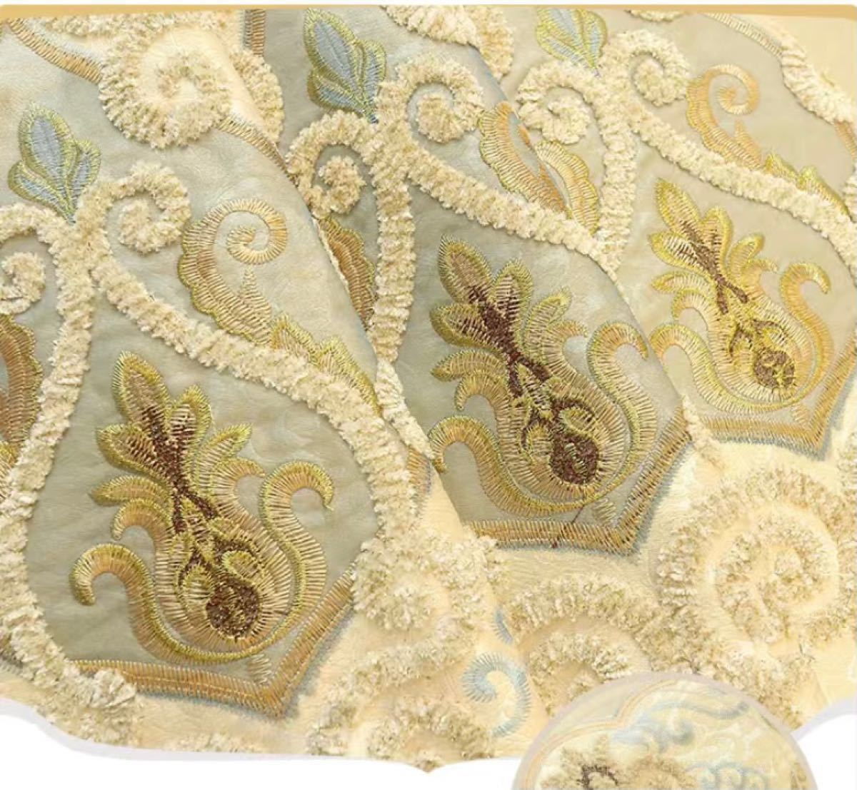 インテリア刺繍カーテン&レースカーテン四枚セット 高品質