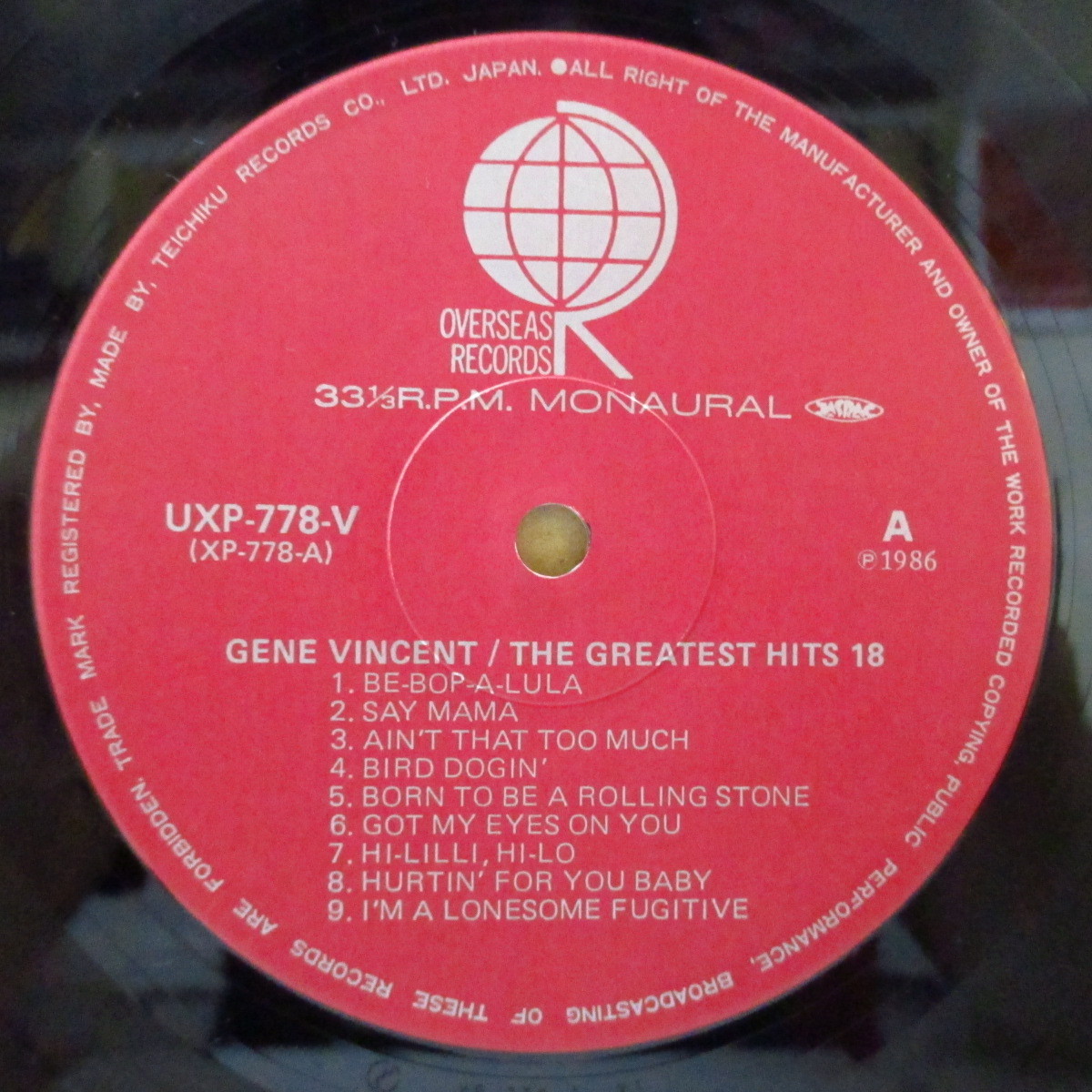 GENE VINCENT-The Greatest Hits 18 (Japan Orig.LP)_画像3