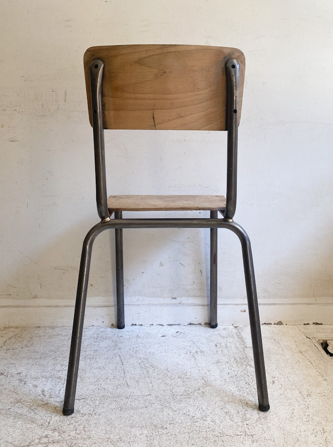 フランスヴィンテージポリッシュドスクールチェアー2/アトリエカフェアパレルインテリア店舗什器内装建築空間ショップデザイン古道具椅子_画像5