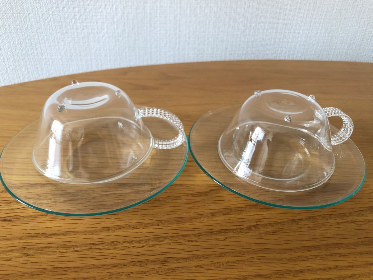 耐熱ガラス創作工房 Craft-u ガラスティーカップ &ソーサー 2客セット
