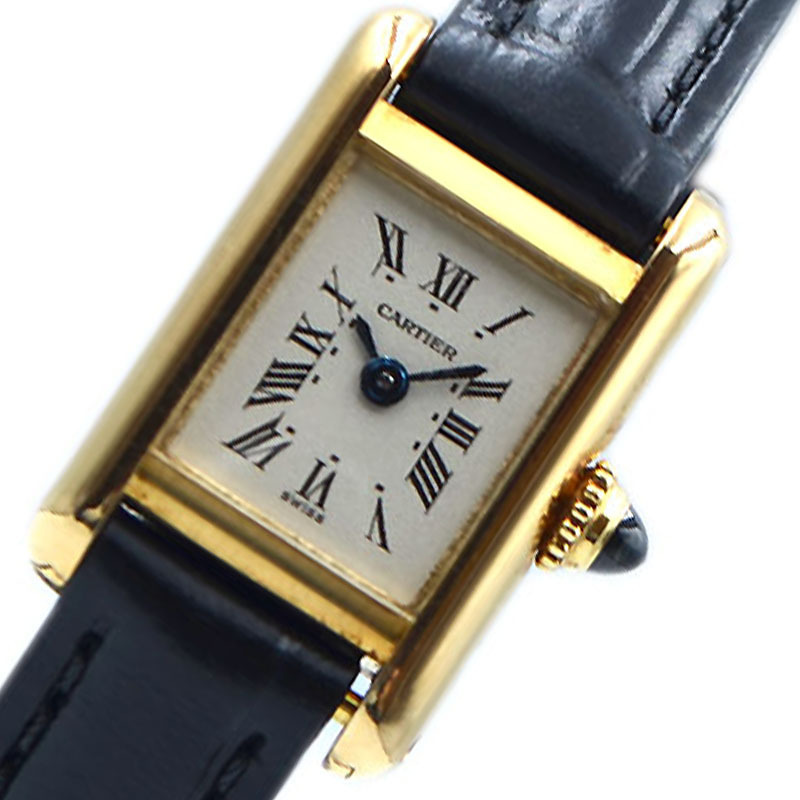 カルティエ Cartier ミニタンク W1501856 ホワイト クオーツ レディース 腕時計 中古