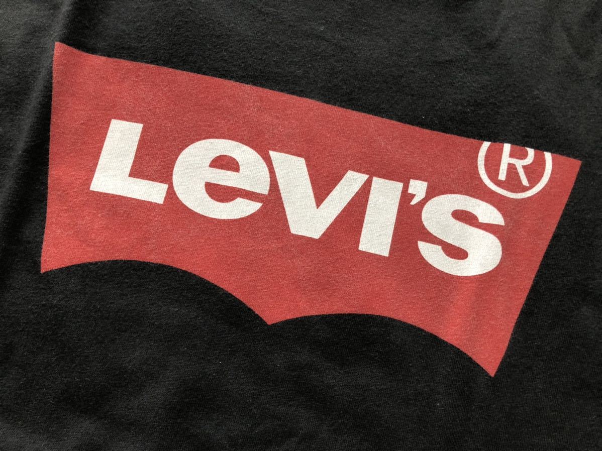 リーバイス ビッグロゴ デカロゴ Tシャツ ボックスロゴ ブラックT　　Levis 染み込みプリント 柳4539_画像4