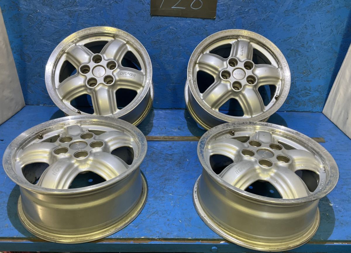 〈128〉ホイール4本セット　DRAG PRORESSIVE 15インチ6.5J オフセット＋45 PCD5H114.3 ハブ75mm ボルト穴14mm_画像1