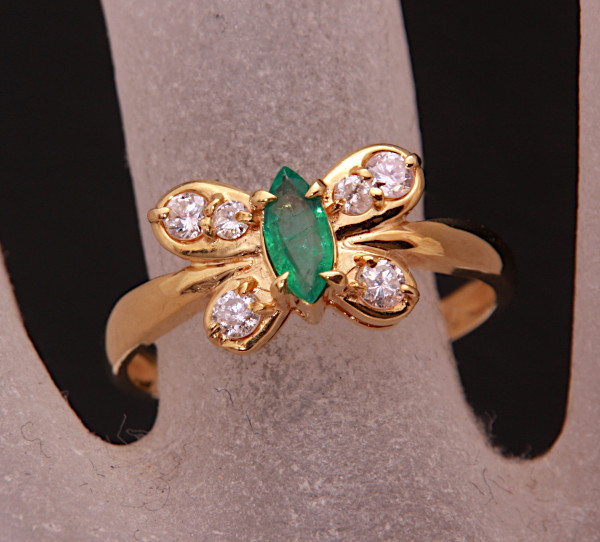 { pawnshop exhibition }k18* natural emerald + diamond te The Yinling g*C-5432