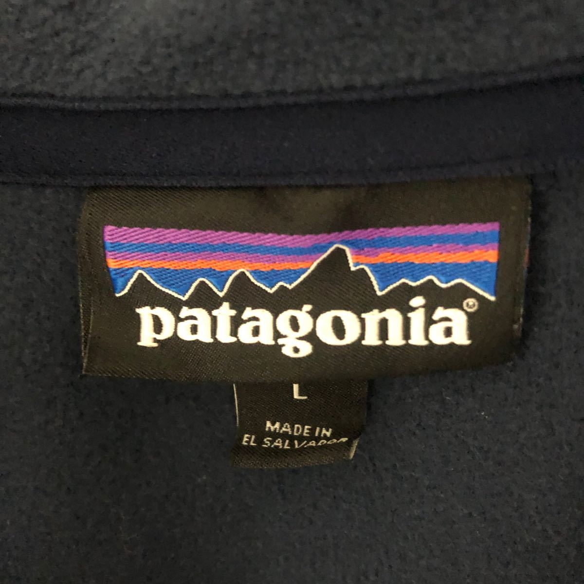 【極美品】希少 L パタゴニア 企業ロゴ フリース ハーフジップ ネイビー 刺繍 patagonia フリースジャケット