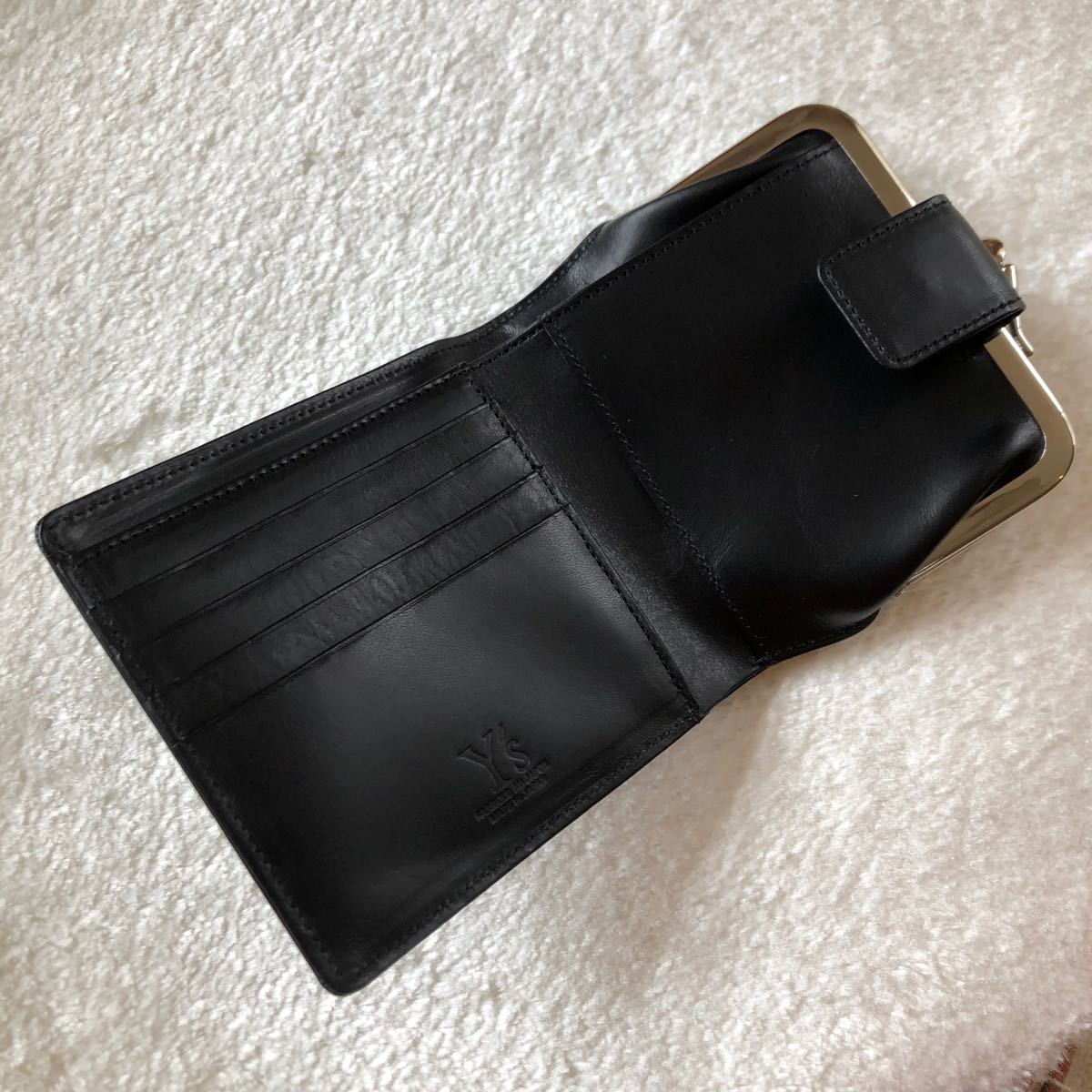 Y's YOHJI YAMAMOTO ヨウジヤマモト ガマ口 折り財布 レザー 本 Y's YOHJI YAMAMOTO ヨウジヤマモト ガマ口 折り財布 レザー 本
