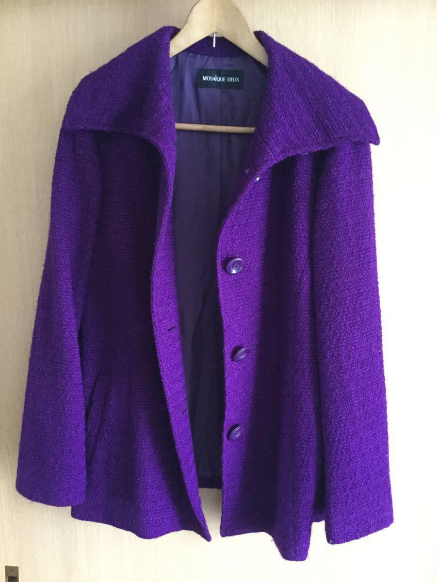 13号　モザイクドゥー   東京スタイル　紫　パープル　コート　レトロ　立ち襟　ベルト付